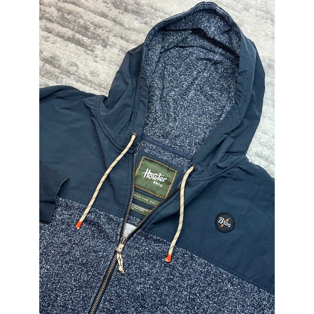 Howler Bros Full Zip Hoodie Men XXL Blue Colorblock Marled Heed The Call